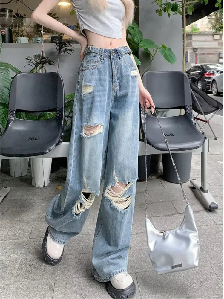 Summer Holes High Waist Retro Jeans