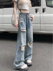 Summer Holes High Waist Retro Jeans