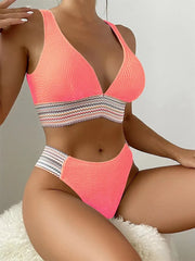 High Waist Thong Separate Basic Swimsuit