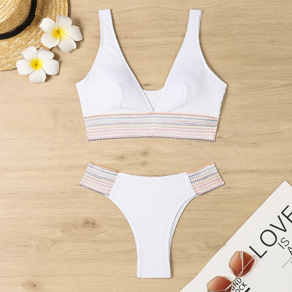 High Waist Thong Separate Basic Swimsuit