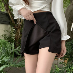 New Black White Summer Mini Split Skirt