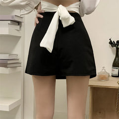 New Black White Summer Mini Split Skirt