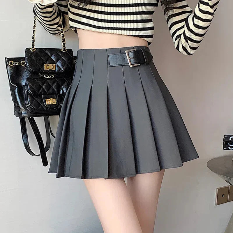 Fashionable High Waist Spring Summer Pleated Skirt