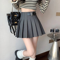 Fashionable High Waist Spring Summer Pleated Skirt