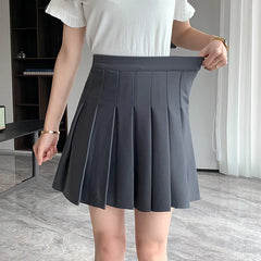 Korean Black Gray Pleated Summer Mini Skirt