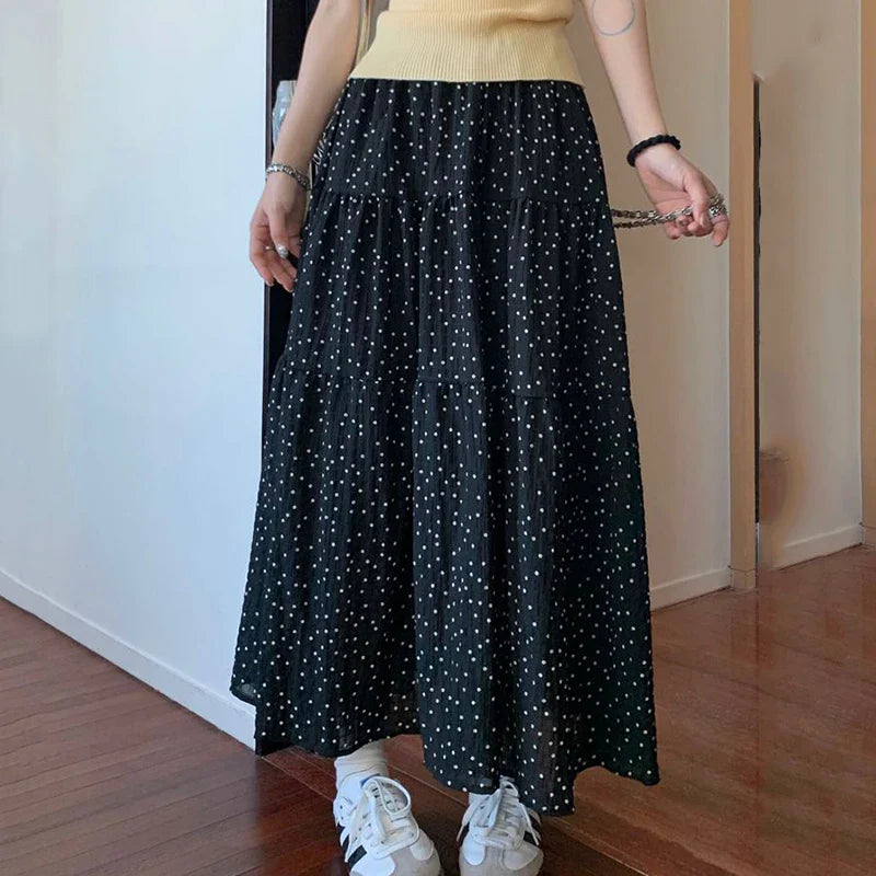 Fashion Polka Dot Loose High Waist Summer Skirt