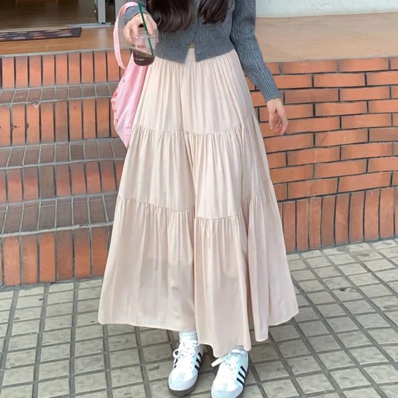 Summer Chic Pink All Match A Line Cake Skirt