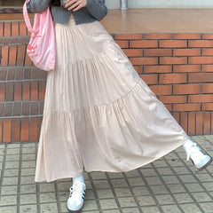 Summer Chic Pink All Match A Line Cake Skirt