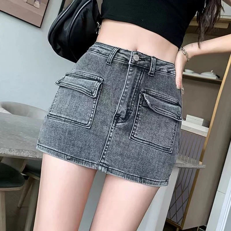 Tight High Waist  Side Split Denim Skirt