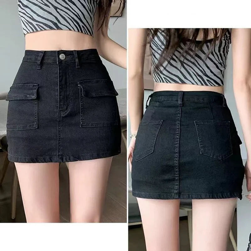 Tight High Waist  Side Split Denim Skirt