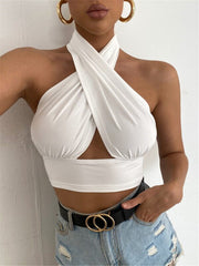 Cross Halter Neck Crop Top