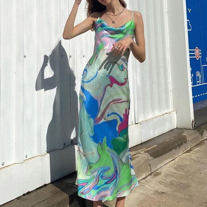 Women's Skirt Fashion Abstract Printed Sling Dress