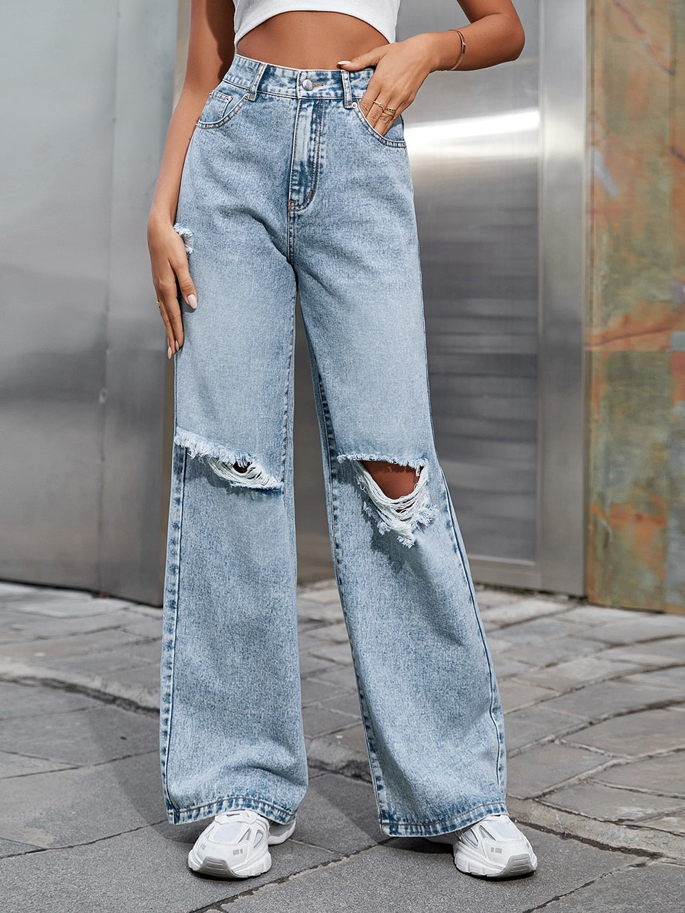 Ripped Baggy High Waist Jeans