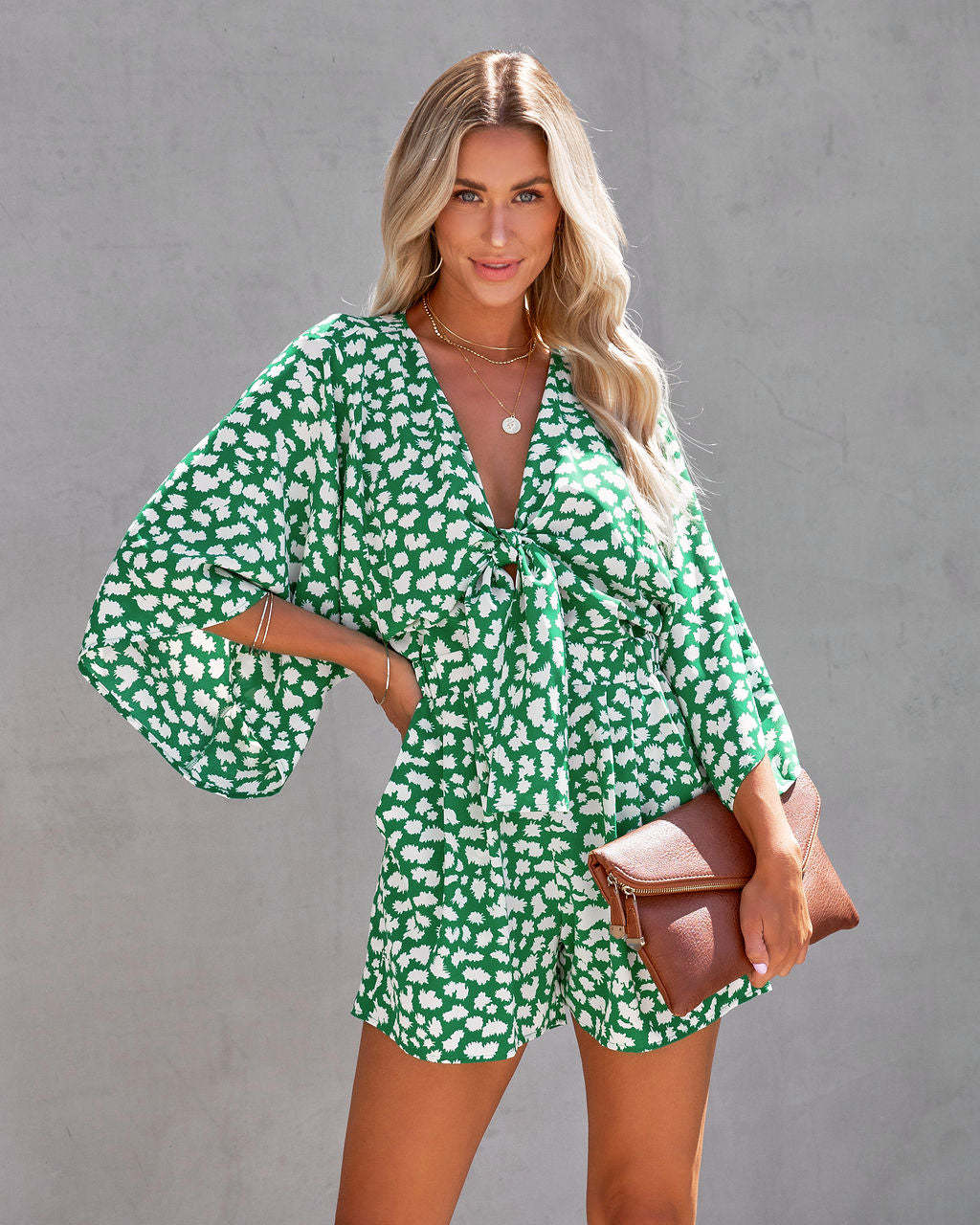 Leopard Print Bowknot Wide Leg Romper