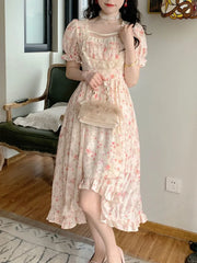 Elegant Lolita Party  Korean Fashion Holiday Floral Dress