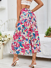 Floral Print Ruffle Hem Skirt