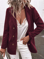 Blazers Solid Double Breasted Long Sleeve Blazer for Women