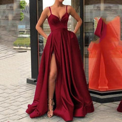 V-Neck Satin Strap Dress