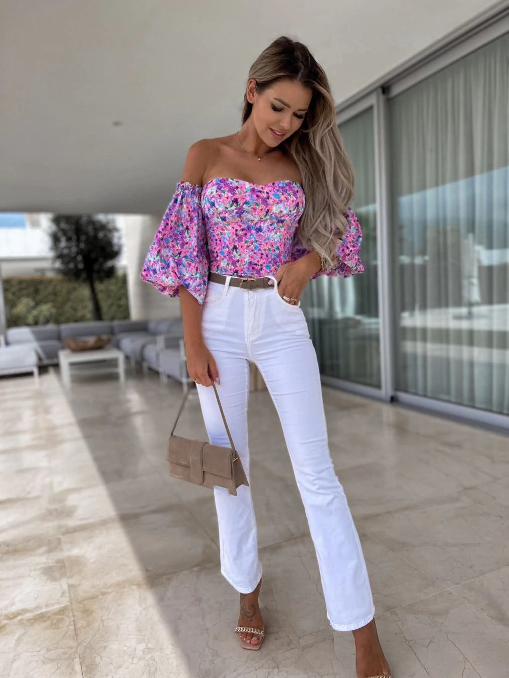 Top Summer Off Shoulder Floral Blouses Holiday Slash Neck Tops