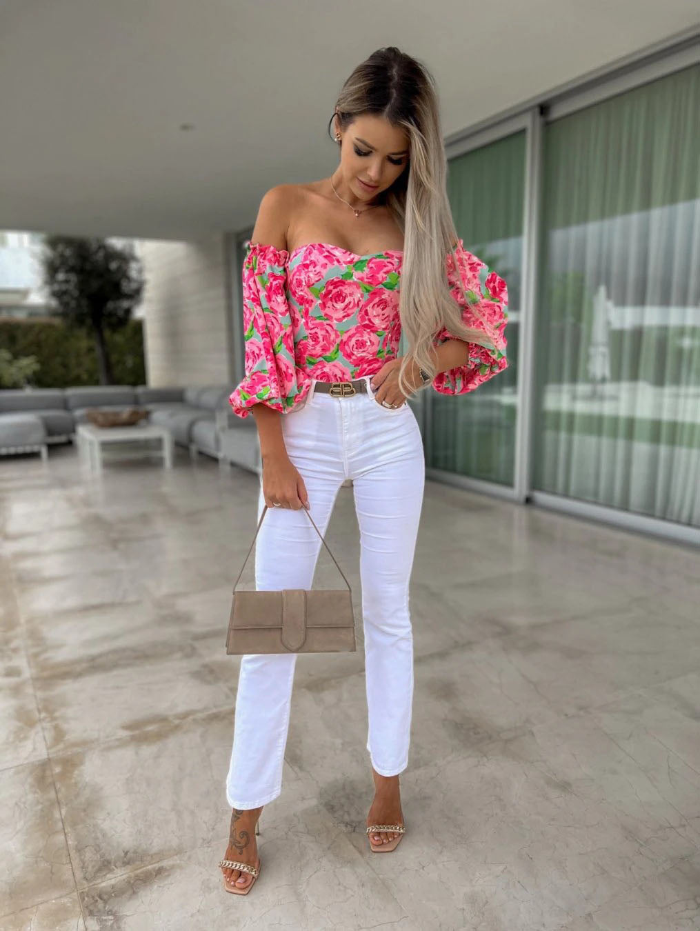 Top Summer Off Shoulder Floral Blouses Holiday Slash Neck Tops