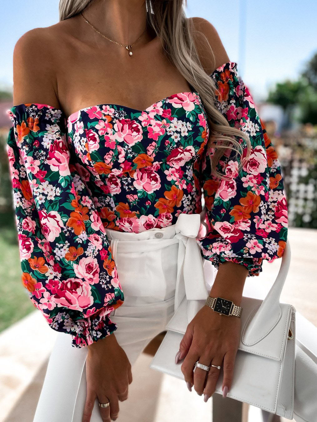 Top Summer Off Shoulder Floral Blouses Holiday Slash Neck Tops