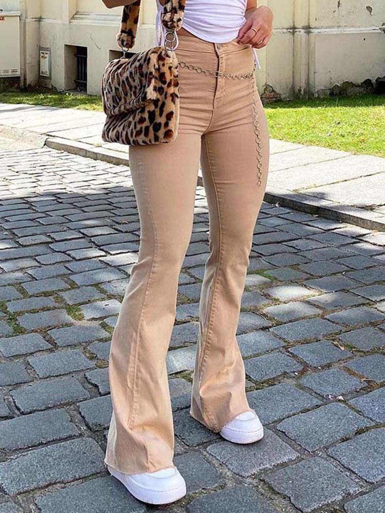 Y2k New Brown Jeans High Waist Wide Leg Pants Trousers Comfort Casual Denim Mom Pants