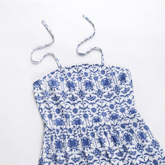 Backless Vintage Print Bohemia Dress