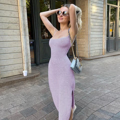 Winter Knitted Spaghetti Strap Beach Robes for  Maxi Dress