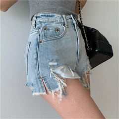 Denim Shorts with Tassel Pockets Mini Short Jeans