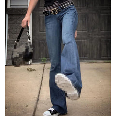 Blue Bell Bottom Boot-cut Fashion Streetwear Jeans