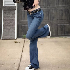 Blue Bell Bottom Boot-cut Fashion Streetwear Jeans