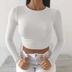 Drawstring Bandage Knitted Tee