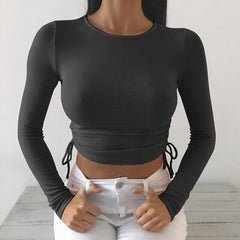 Drawstring Bandage Knitted Tee