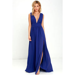 Solid Fall Sleeveless Deep V-Neck Dresses