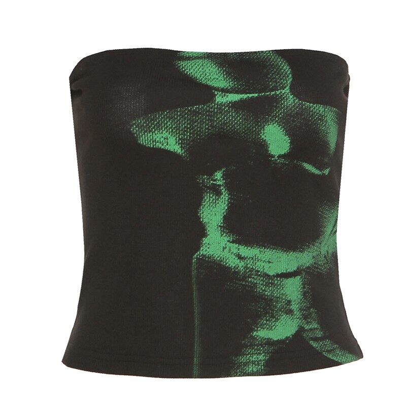 Top One Line Neck Chest Wrap Black I-line Casual Short Vest