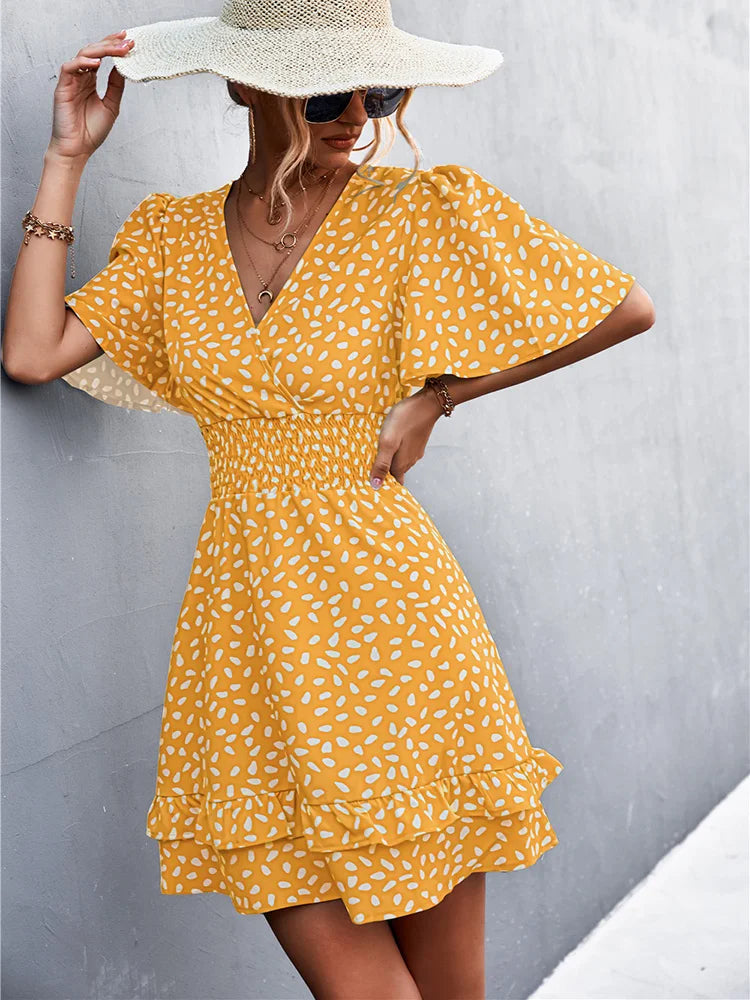 Elegant Lotus Leaf Sleeve Summer Dress Boho Dress