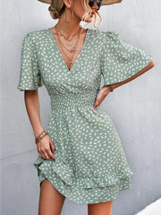 Elegant Lotus Leaf Sleeve Summer Dress Boho Dress