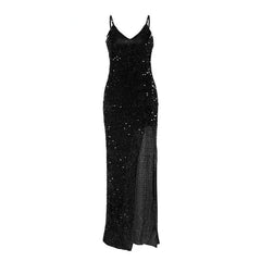 V-neck Sequined Long Dress