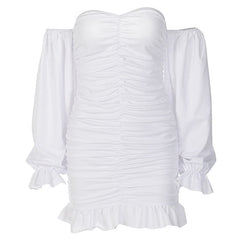 Word Tube Top Ruffle Lace Bag Hip Dress