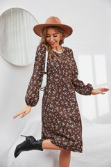 Floral High Waist A Line Dress