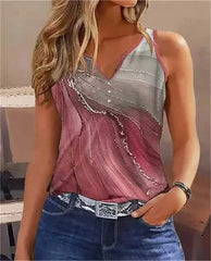 V-Neck Sleeveless Pullover Top for