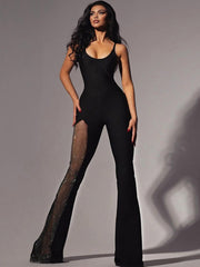 Mesh Patchwork Camisole Jumpsuit