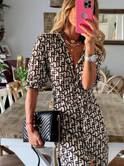 Turn Down Neck Shirt Collar Buckle Regular Fit Casual Dress Maxi Dresses
