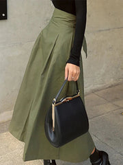 Korean Fashion High Waist Long Swing Skirt