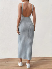 Solid Backless Mid-length Sleeveless Midi Dresses