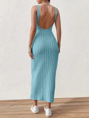 Solid Backless Mid-length Sleeveless Midi Dresses