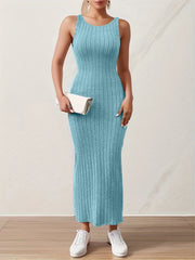 Solid Backless Mid-length Sleeveless Midi Dresses