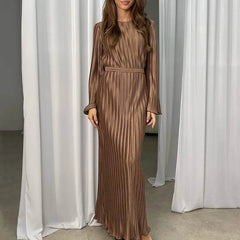 Spring O-neck Party Maxi Flare Femme Bodycon Dress