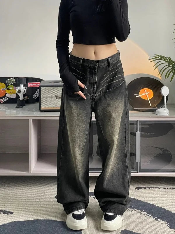 High Street Spicy Girls Straight Tube Wide Leg Long Pants