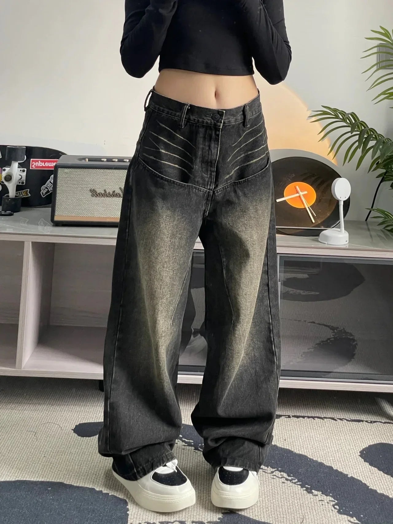 High Street Spicy Girls Straight Tube Wide Leg Long Pants